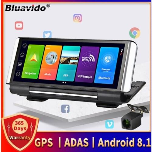 Bluavido 7 Inch 4G Android 8.1 Car DVR GPS 2G RAM FHD 1080P video recorder Dual Lens Dashboard Camera WiFi App remote Monitoring