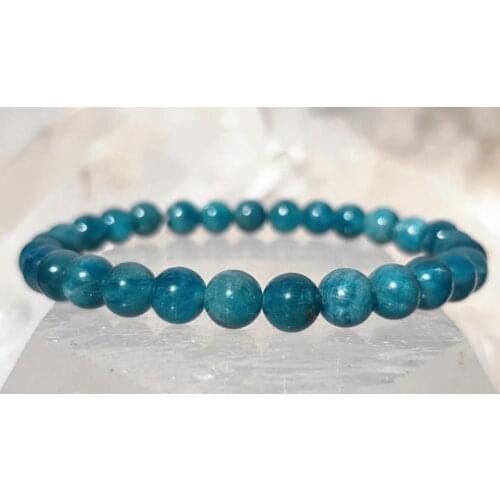 6mm Natural Apatite Gemstone Mala Bracelet 7.5inches Unisex Bead yoga Wrist Reiki Monk Chakas Gemstone Handmade pray men