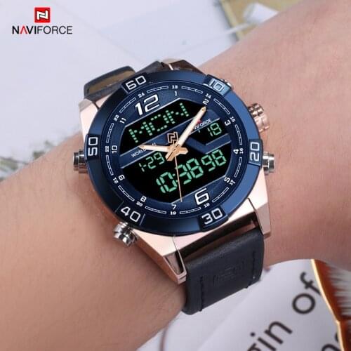 Top Brand NAVIFORCE Mens Sport Automatic Watch Quartz Analog Digital Wristwatch Male Waterproof Luminous Clock Relogio Masculino