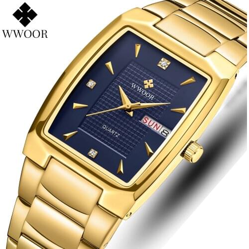 WWOOR Relogio Masculino Mens Watches Luxury Famous Top Brand Blue Mens Fashion Casual Dress Watch Military Quartz Wrist Watches