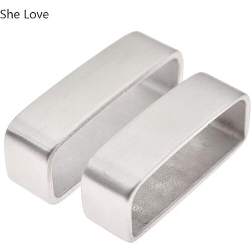 Chzimade DIY Metal Leather Craft Belt Loop Keeper Brushed Solid Stainless Steel Loop Buckle For Men Leather Belt