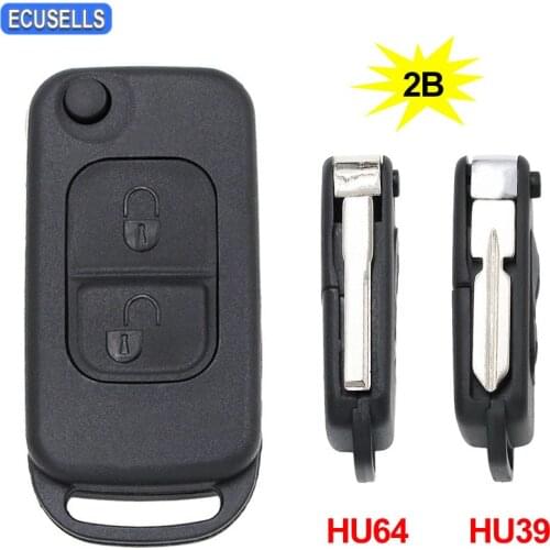 2 Button Folding Flip Remote Key Shell Case For Mercedes Benz ML320 ML55 AMG C230 S500 E420 500SL C280 HU39/HU64 Uncut Blade