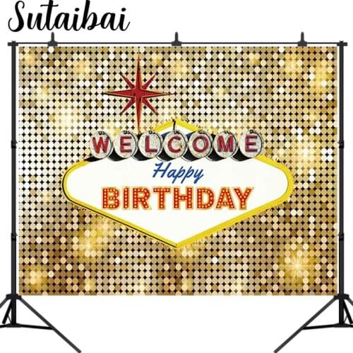 Casino Happy Birthday Backdrop Fabulous Poker Luxury Prom Bday Party Favors Banner Decoration Vintage Photography Background