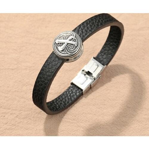 Gebo Rune Bead Leather Bracelets For Men And Women Celtic Runes Viking Pagan Vintage Jewelry Street Style Bangle Bracelet