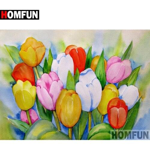 HOMFUN Paint With Diamond Embroidery "Flower landscape" Diamond Painting Full Square Round Picture Of Rhinestone Decor A26969