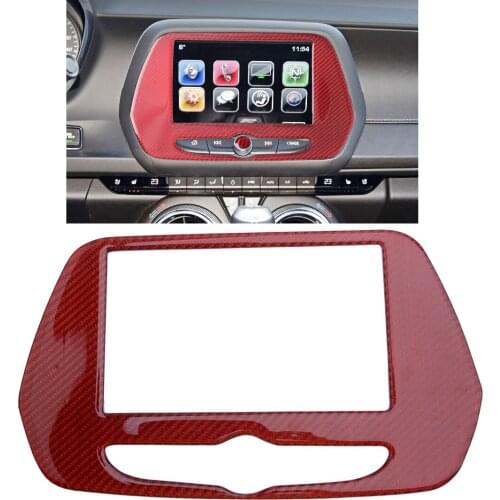 Red Carbon Fiber Radio Screen Navigation Panel Trim Cover Moulding Bezel fit for Chevrolet Camaro 2016 2017 2018 2019 2020