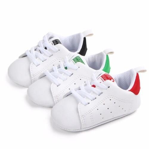 0-18M Newborn Baby Soft Sole Crib Shoes Lace up Soft Sole PU Casual Sneakers