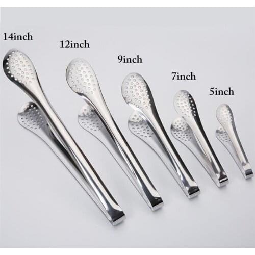 Stainless Steel Kitchen Tongs Hollow-out Heavy Duty Barbecue Tongs Food Tongs Salad Bread Serving Tong Non-Stick Cooking Tool