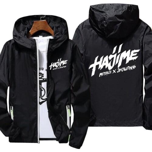 Hajime Miyagi Andy print Jacket women Autumn reflective zipper Windbreaker waterproof Jackets men street Hooded thin Coats