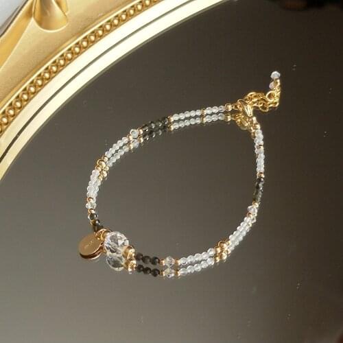 Lii Ji Labradorite Obsidian Clear Quartz 14K Gold Filled Bracelet 17+3cm Fashion Fine Bracelet For Gift