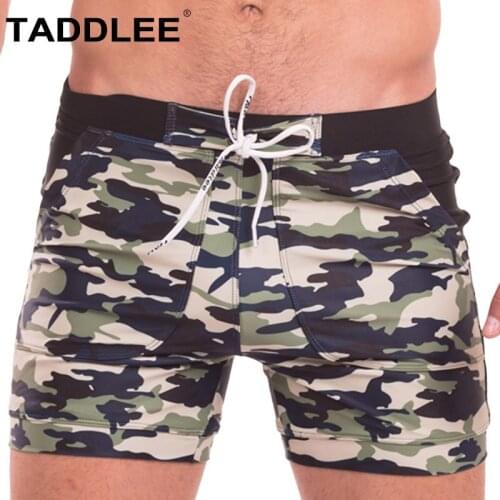 Taddlee Brand Swimwear Men Swimsuits Sexy Swim Boxer Plus Size Long Basic Beach Trunks Brief Surf Camo Pockets Surf Board Shorts