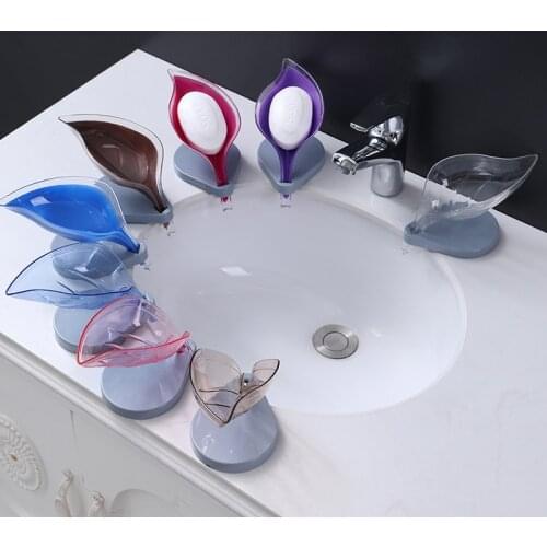 Leaf Shape Soap Box Bathroom Soap Holder Dish Storage Plate Tray Non-slip Drainage Plastic Box