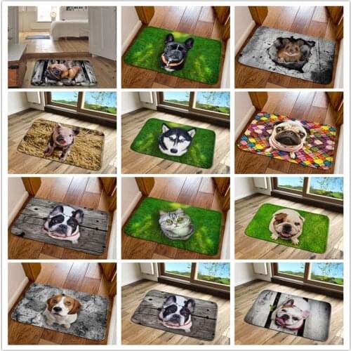 Unny Front Entrance Door Carpet 3D Animals Dog Floor Carpets for Living Room Bedroom Non-Slip Kitchen Mats