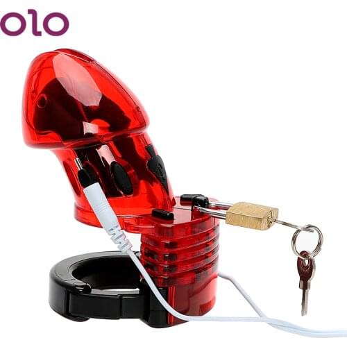OLO Electric Shock Penis Cock Cage Dildos Cage Sex Toys for Men Medical Themed Toys Erotic Adult Products Male Chastity Device