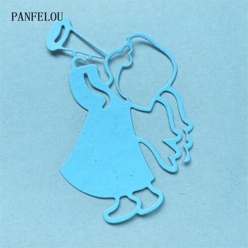 PANFELOU Metal craft A girl with a trumpet paper die cutting dies for Scrapbooking/DIY Easter wedding Halloween cards