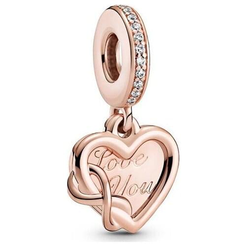 100% PAN S925 Silver New True Love Infinite Heart Pendant For Original Pandora Bracelet Women Diy Charm Jewelry