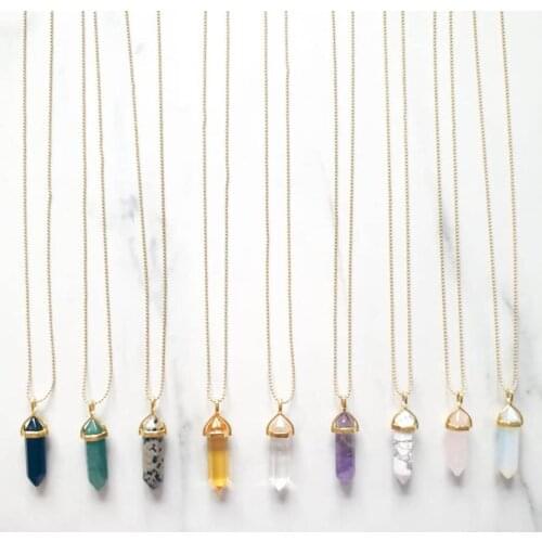 5 colors 4x15mm Column Pillar Pendant Natural Gemstone Rose Quartz, Lt Brown Smoky Quar, Amethyst, lapis lazuli, Amazonite