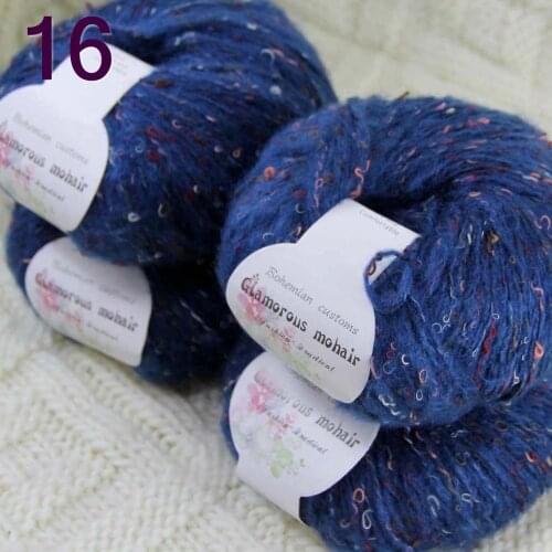 Sale 4ballsX50gr Luxury Fluffy Soft NEW MOHAIR Shawls Hand Knit Crochet Yarn Blue 825-16-4