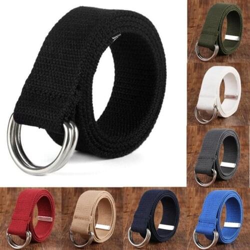 New 18 Color Men/women Canvas Belt Boys Girls D Shaped Double Ring Buckle Waist Belt Fashion Collocation Luxury Belts Waistband