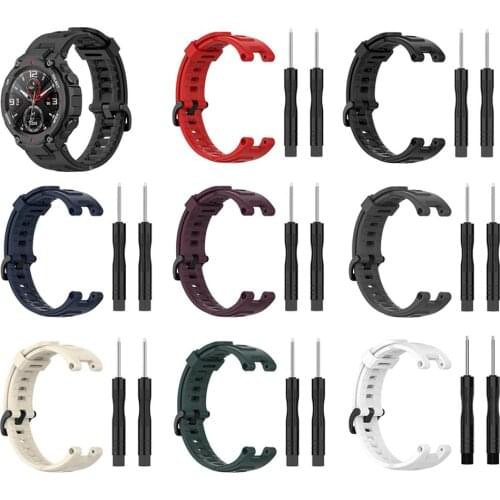 Replacement Watch Band Soft Breathable Silicone Wristband Adjustable Sports Watch Strap For Amazfit T-Rex Smart Bracelet
