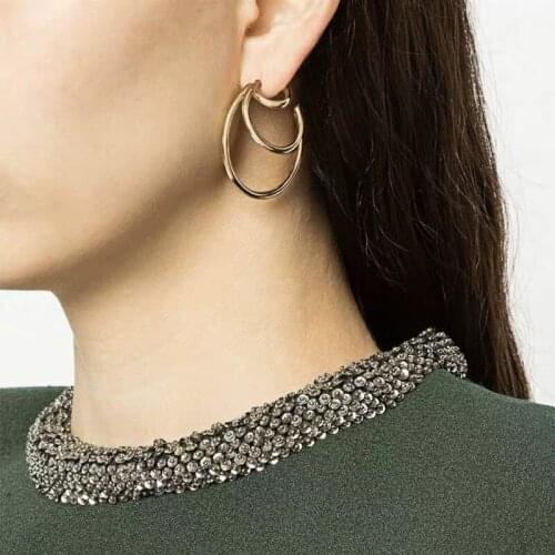 Rongho Vintage Metal TRIO Circle Earrings for Women Punk Jewelry 2019 Female Geometric Earring Brincos