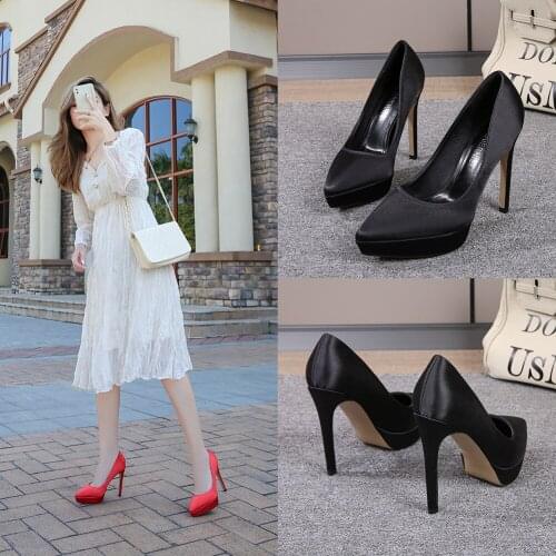 Pointy Platform Pink Satin Silk Heels Big Size 35-46 Mens Heels Drag Queen Crossdresser Queer Costume Party Dress Women Shoes