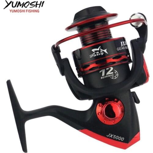 Fishing pesca reel carp fly reels spinning metal spool 5.5:1 12BB 1000-7000series wheel carretilha