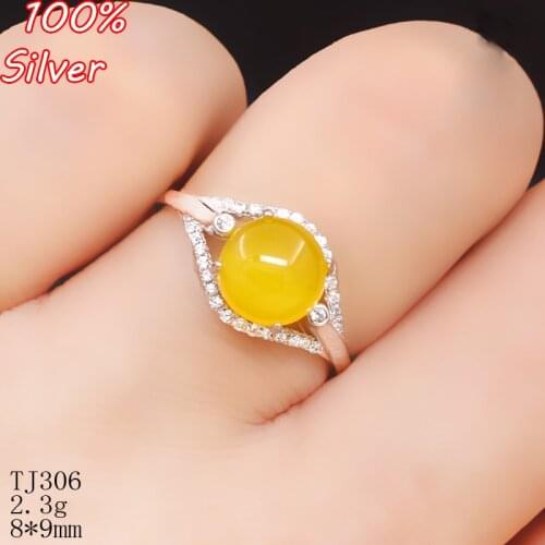 925 Sterling Silver Color White Gold 8*9MM Cabochon Eye Shape Rings for Amber Opal Agate Turquoise Fine Jewelry Wholesale