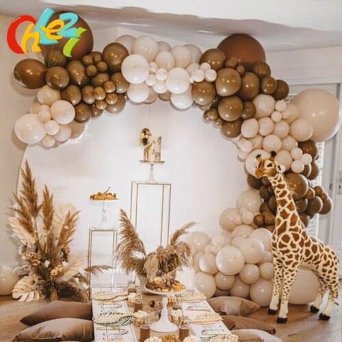 136Pcs/Lot Coffee Brown Latex Balloons Arch Kit Skin Color Garland Ballon Baby Shower Supplies Wedding Birthday Party Decoration