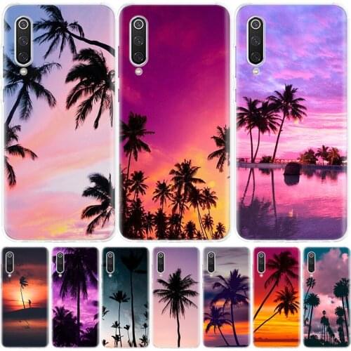 Palm Leaves Sunset Summer Scenery Silicon Phone Case For Xiaomi Redmi Note 10 9 8 9S 8T 7 6 5 6A 7A 8A 9A 9C Pro Customized Cove
