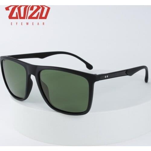 20/20 Fashion Wrap Square Frame Retro Decorative Polarized Sunglasses Women Men Carbon Fiber Frame Sunglasses For Adults PL480