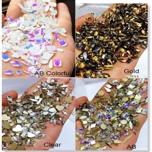100 Pcs Nail Crystal Rhinestones Multi-Shapes Clear/AB Mix Stones Gems Non Hotfix Rhinestone Strass For Nail Art Accessories