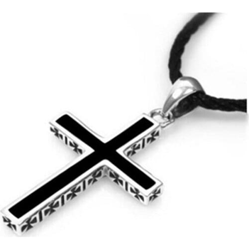 Trendy Male Cross Pendant Necklace For Men Jewelry Women Fashion 925 Sterling Silver Necklace Boy Choker Accessories Girls Bijou