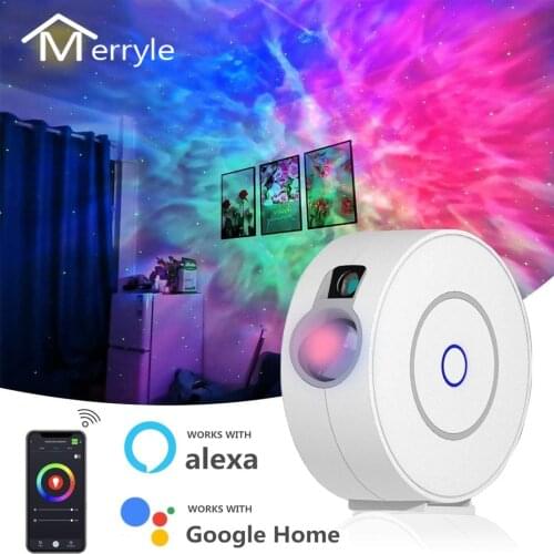 Smart Galaxy Laser Starry Sky Night Light Led Wave Projection Lamp Phone APP Control Laser Projector Star Room Lights Decoration