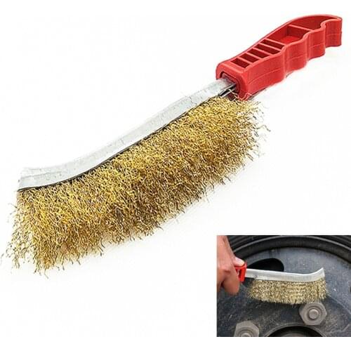 YEODA 3PC Superior Quality Red Stalk Hand Copper Wire Brush Cleaning Tool Rust Paint Metal Remover Multi Purpose