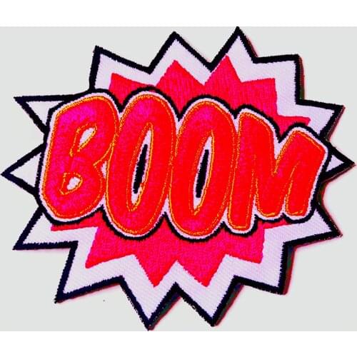 Funny Tags Patches Of Boom Sound Attack Effect Badge Biker Applique Iron On Backing Patch for Clothing Backpack Jeans Jackets