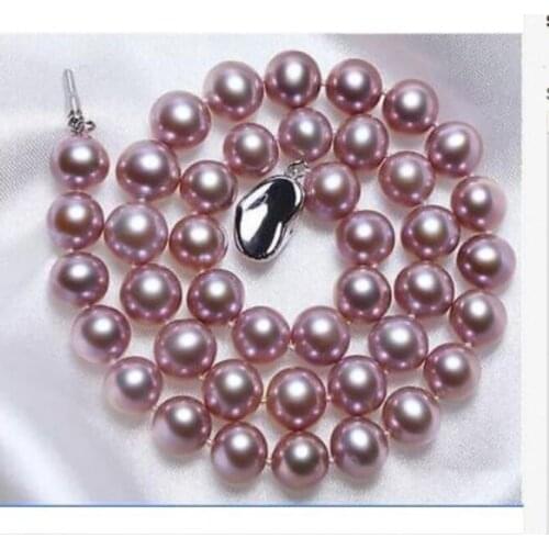 Gorgeous10-11mm south sea lavender round pearl necklace 18inch 925s KKK