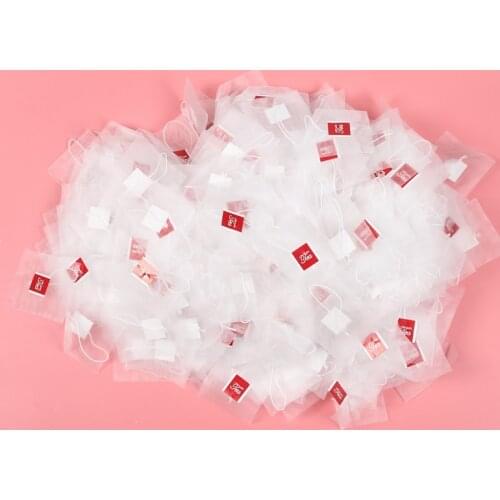 1000Pcs5.5 X 7Cm Pyramid Tea Bag Filter Nylon Tea Bag Single String Label Transparent Empty Tea Bag