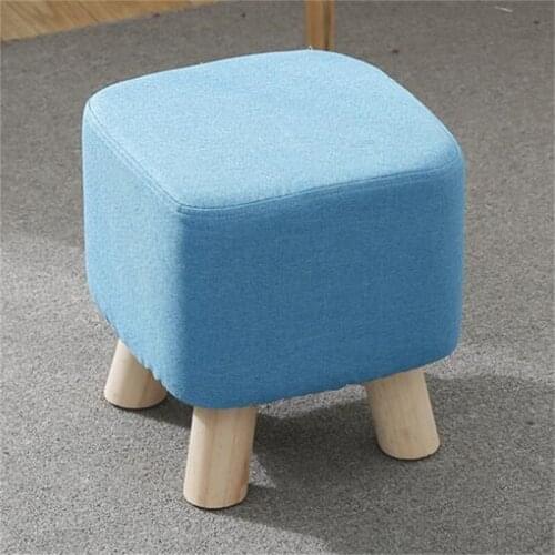 28*28cm Square Soild wood Footstool Mushroom stool Fabric Ottoman sofa stool