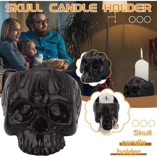 3D Exquisite Embossed Skull Candle Holder DIY Resin Skull Half Face Plaster Model Making Silicone Mold Halloween Decoration Prop