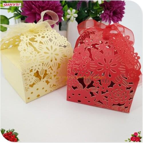 50pcs Lace Flower Design Wedding Candy Box or Gifts For Guests Wedding Favors And Gifts Wedding Decor Party Supplies 7ZSH114