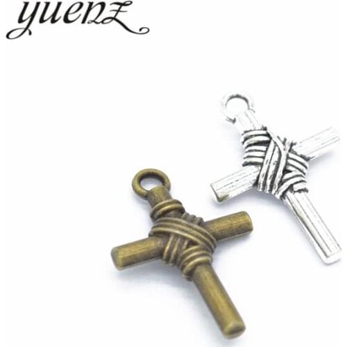 YuenZ 8pcs Antique silver color Charms cross Plated Pendants Jewelry Making DIY Handmade Craft 28*19mm T38