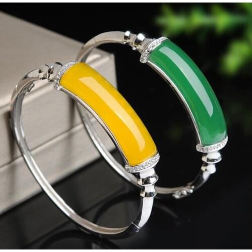 925 silver Retro natural Chalcedony men and women lovers fashionable white jade inlaid rings