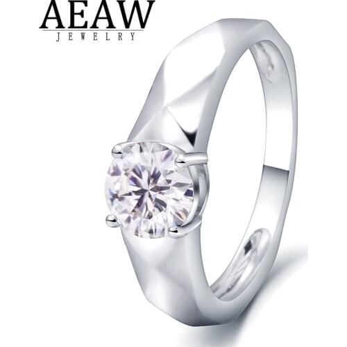 AEAW Fashion Jewellery Fine Jewelry Rings DF Color Moissanite 18k White Gold 0.5Ct 5.0mm For Women