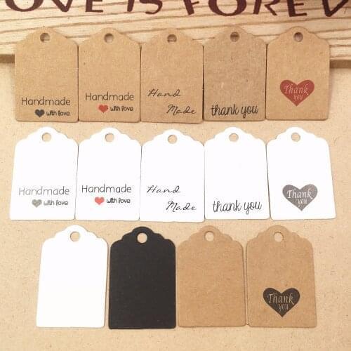 100 PCS 3x2cm Handmade with Love Paper Card Tags Labels DIY Crafts Hang Tag Gift Wrapping Supplies Wedding Favors