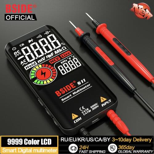 BSIDE Profesional Digital Multimeter S10 S11 9999counts multimetro Smart DC AC Voltage Capacitor Ohm Diode NCV Hz Tester Meter