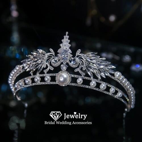 CC Headbands for Women Bridal Crown Wedding Accessories Engagement Hair Ornaments Angel Shape Hairwear Princess Tiara Crown QS56