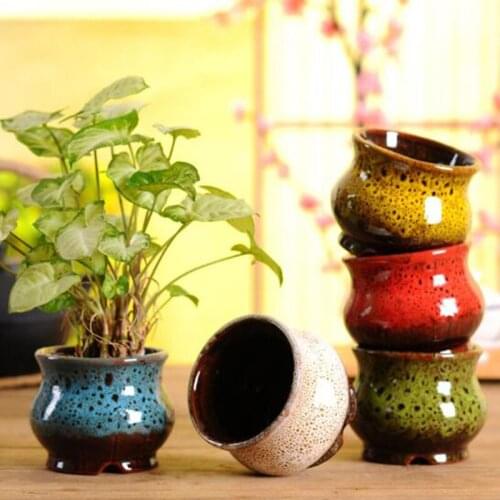 Kiln Change Flowerpot Glaze Classical Handmade Crafts Creative Garden Flower Planter Pot Balcony Decoration Desktop Ornaments