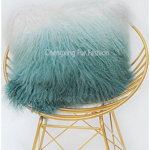 CX-D-57K Degrade Fashion Decorative Genuine Fur Pillow Case Mongolian Lamb Fur Pillowcases