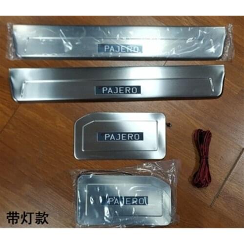 For Mitsubishi Pajero V73 V93 V97 2003-2019 stainless steel LED Scuff Plate Welcome Pedal Car styling